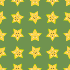 Starfruit Pattern with a beautiful flat background