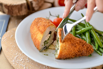 chicken Kiev cutlet on a plate