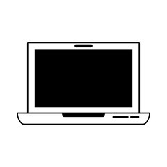 Laptop computer technology isolated in black and white