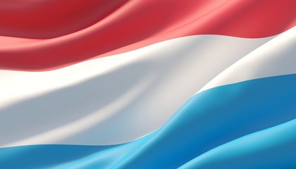 Waved highly detailed close-up flag of Luxembourg. 3D illustration.