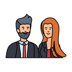 young business couple avatars characters