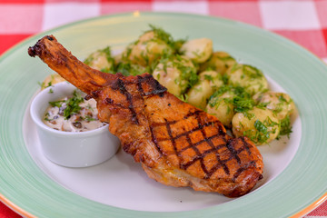 grilled meat with potatoes
