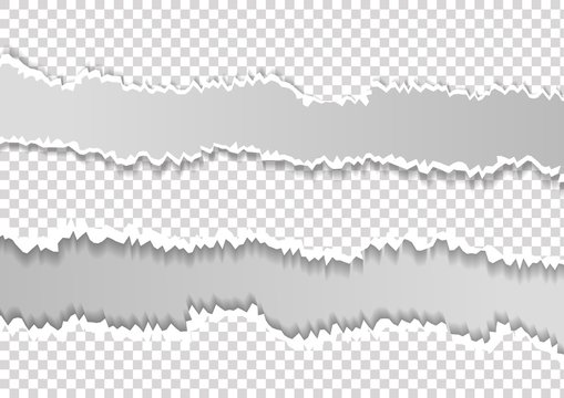 Squared ripped horizontal grey paper for text or message are on white background.