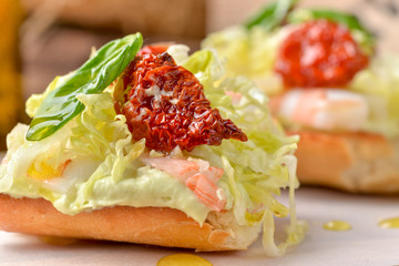 italian bruschetta with cherry tomato and basil