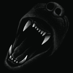 The Vector logo dog  or wolf for tattoo or T-shirt design or outwear.  Cute print style dog  or wolf  background.