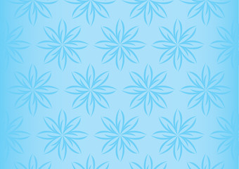 Soft Light Blue Floral Repeated Pattern Seamless Vector Background