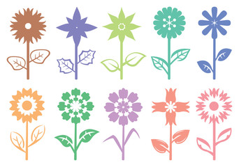 Flower Stalk Silhouette Decorative Pattern Vector Illustration