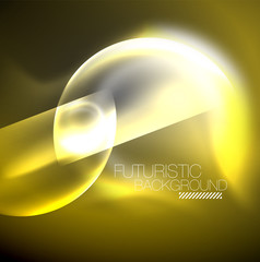 Blurred neon glowing round shapes, abstract circles and lights