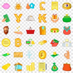Money heap icons set. Cartoon style of 36 money heap vector icons for web for any design