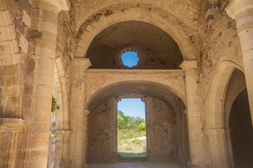 Fototapeta na wymiar ruin of a cathedral in Sardinia