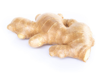 Fresh ginger root with sliced islolated on white background for herb and medical product concept