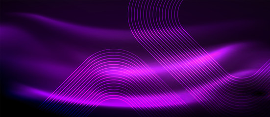 Glowing shiny neon squares abstract background, techno modern template