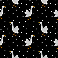 Seamless pattern with a bird. Farm goose.