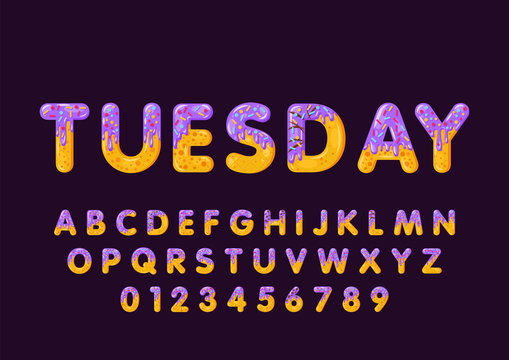 Donut Cartoon Tuesday Biscuit Bold Font Style