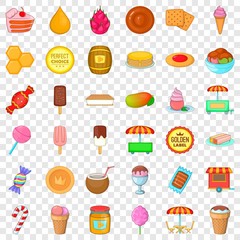 Fototapeta na wymiar Chocolate icons set. Cartoon style of 36 chocolate vector icons for web for any design