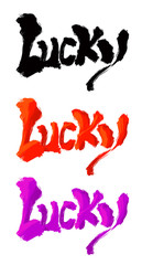 Handwritten calligraphy title “lucky”