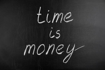 Time is Money on a blackboard. A concept for improving efficiency and time management in your business and personal life