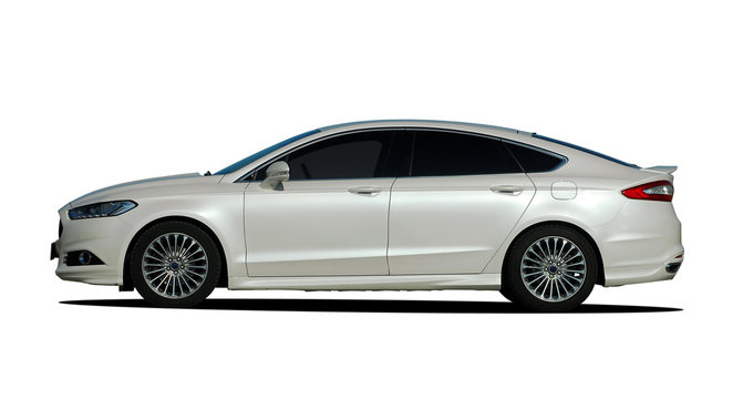 sedan, white car on white background