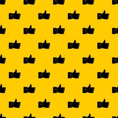 Thumb up gesture pattern seamless vector repeat geometric yellow for any design