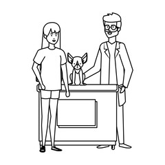 male veterinary doctor with dog and owner