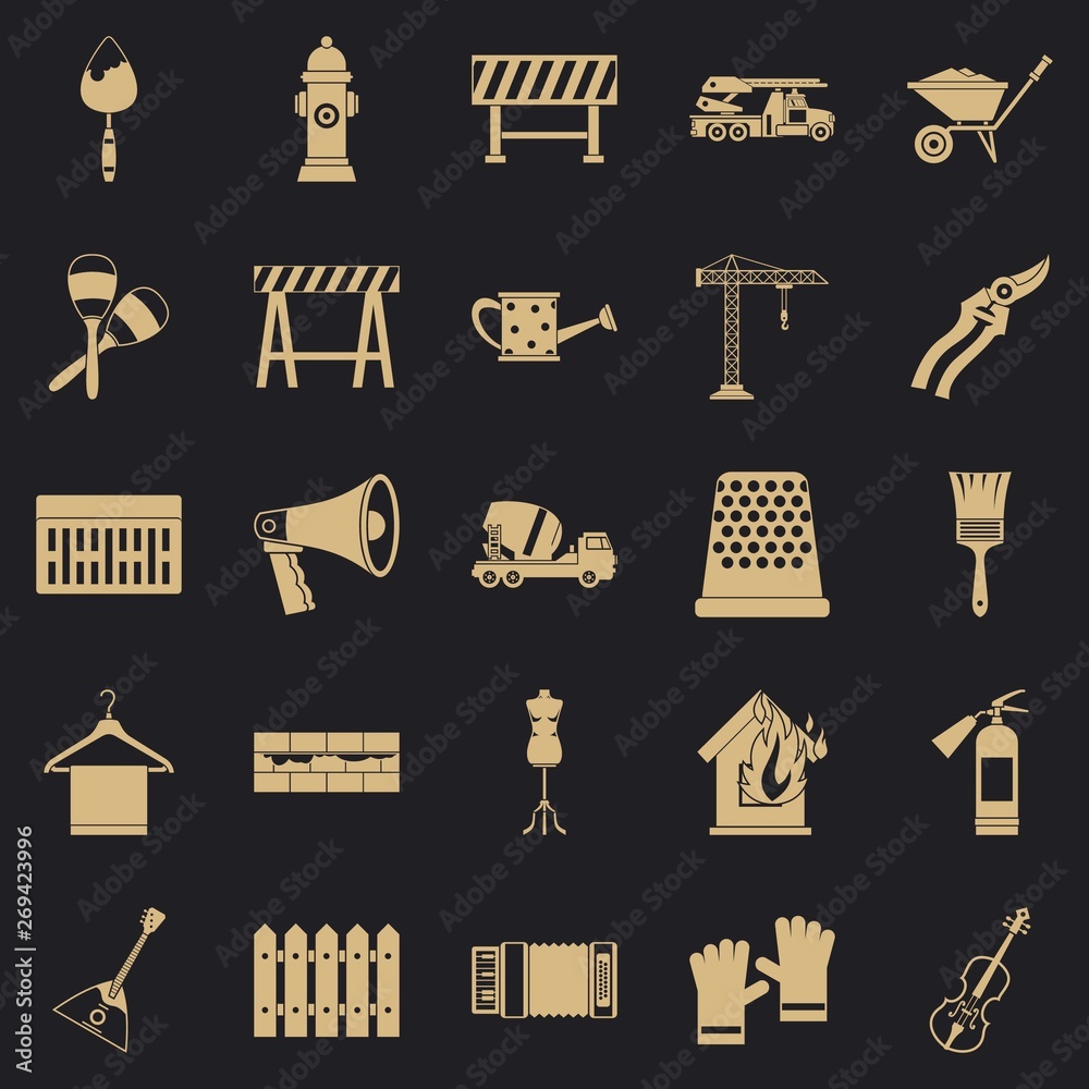 Poster working mechanism icons set. simple set of 25 working mechanism vector icons for web for any design