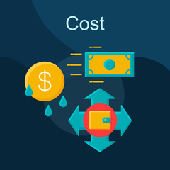 Cost flat concept vector icon