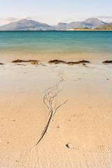 Isle of Harris landscape - beautiful endless sandy beach and turquoise ocean