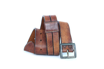 brown leather belt on isolated