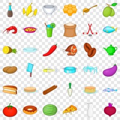 Gastronomy icons set. Cartoon style of 36 gastronomy vector icons for web for any design