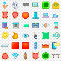 Criminal icons set. Cartoon style of 36 criminal vector icons for web for any design