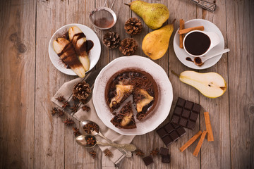 Pear and Chocolate Tart. 