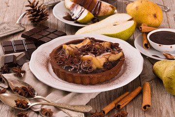 Pear and Chocolate Tart. 