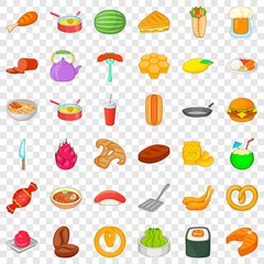 Dinner icons set. Cartoon style of 36 dinner vector icons for web for any design