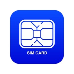 Central microchip icon blue vector isolated on white background