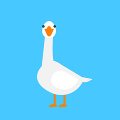 cute cartoon goose flat illustration on blue background © tarikdiz