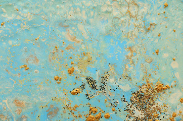 Abstract marbleized effect background. Blue creative colors. Beautiful paint with the addition of gold
