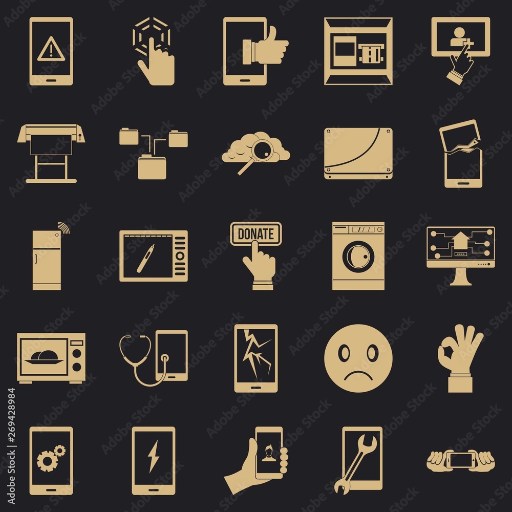 Poster screen icons set. simple set of 25 screen vector icons for web for any design