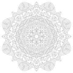 Hand drawn zentangle circular ornament for coloring page.