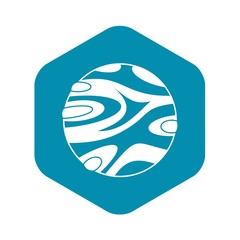 Striped planet icon. Simple illustration of striped planet vector icon for web