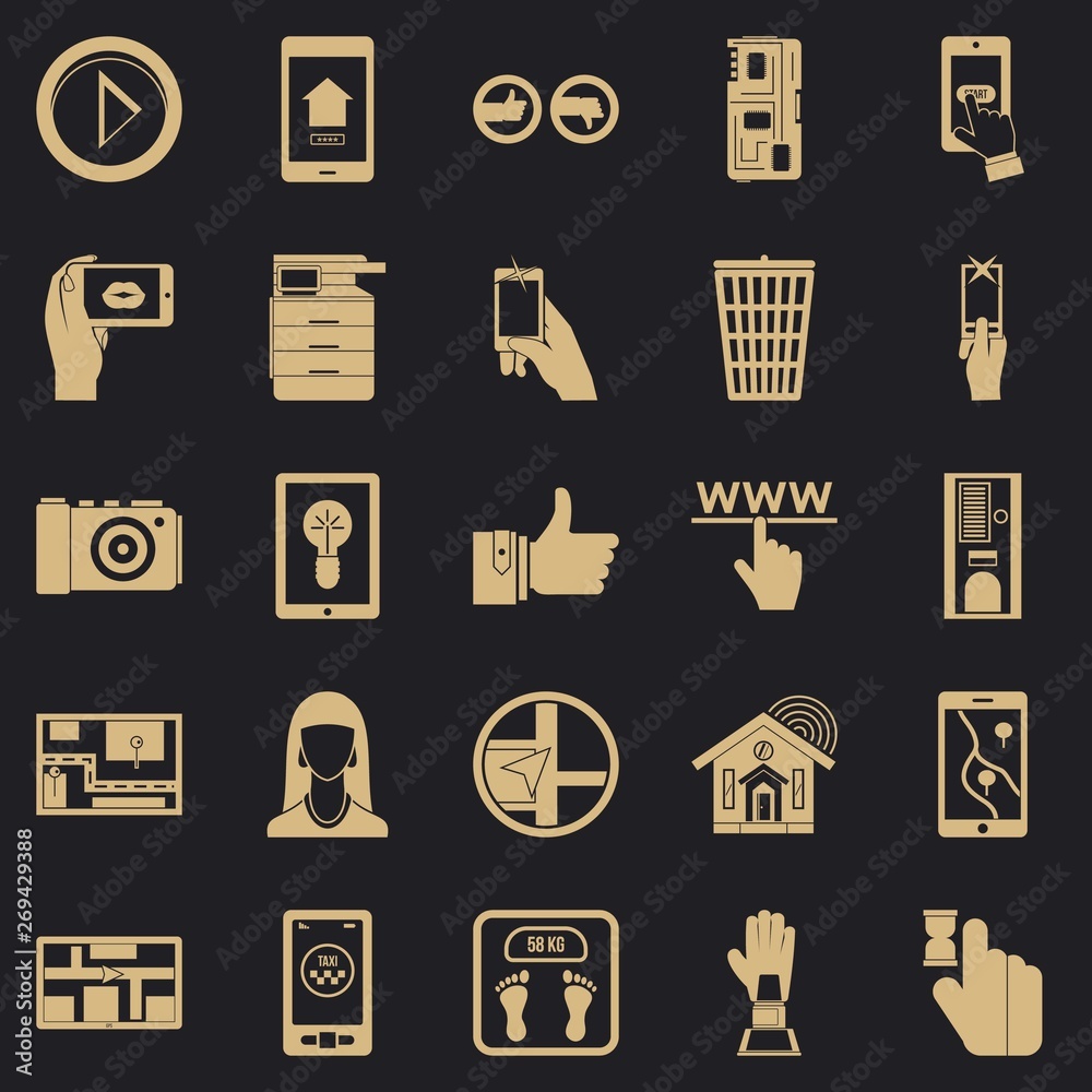 Poster flat screen icons set. simple set of 25 flat screen vector icons for web for any design
