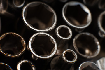 Socket wrenches. Picture from above, you can see the contours. A very nice light.