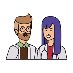 couple of professionals doctors avatars characters