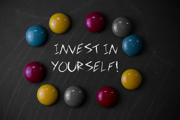 Writing note showing Invest In Yourself. Business concept for learn new things or materials thus making your lot better