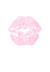 Fototapeta premium Pink lipstick kiss. Imprint of pink lips