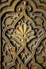 Wooden Pattern on the Ancient Wall, Bukhara, Uzbekistan