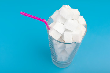 The concept of excess sugar in beverages. Copy space for text.