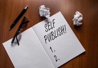 Conceptual hand writing showing Self Publish. Concept meaning writer publish piece of ones work...