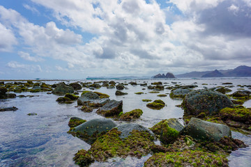 Fototapeta na wymiar View of Mawi rocky Beach, Lombok Island, Indonesia