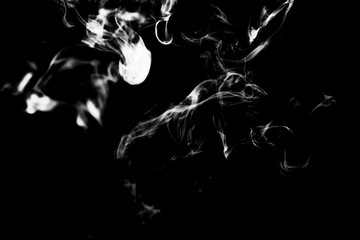 Dry ice smoke Floating in the air, black background