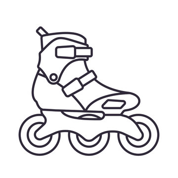 Inline Roller Skates icon isolated on white background. Outline vector illustration